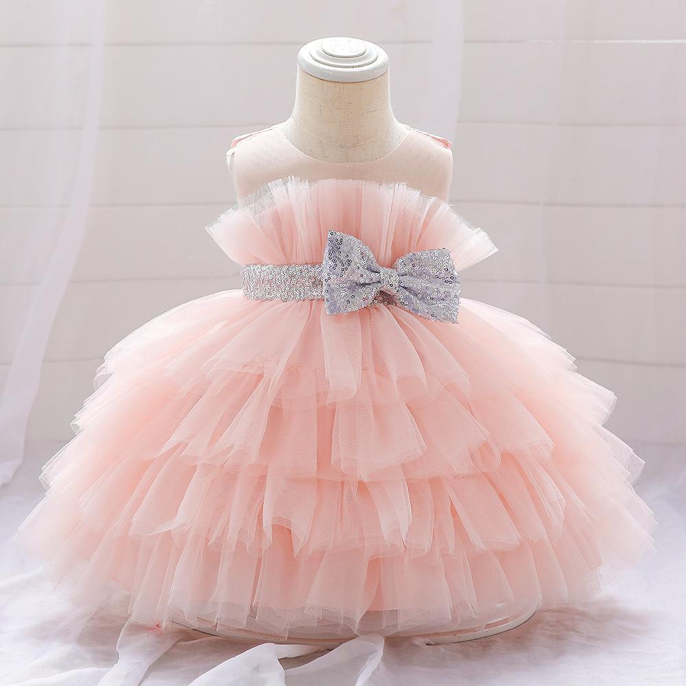 2023 new girls dress skirt cute bow strap mesh tutu summer baby girl birthday dress