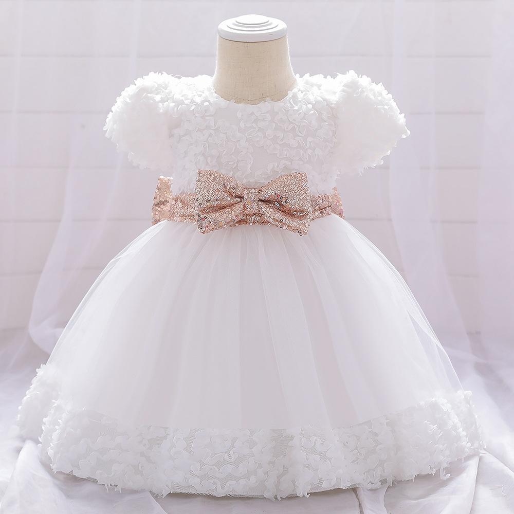 Amazon Foreign Trade Baby Birthday Dress Birthday Party Girls Dress Dress Mesh Bow Princess Photography Dress