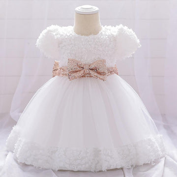 Amazon Foreign Trade Baby Birthday Dress Birthday Party Girls Dress Dress Mesh Bow Princess Photography Dress