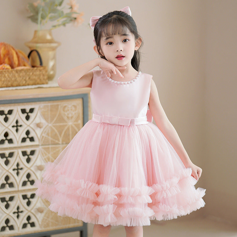 Sleeveless princess dress shawl children's skirt set