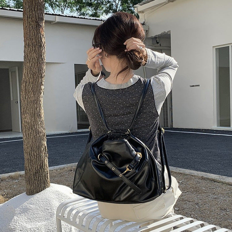 Maillard retro backpack autumn and winter 2025 new fashion simple shoulder tote bag casual large capacity backpack