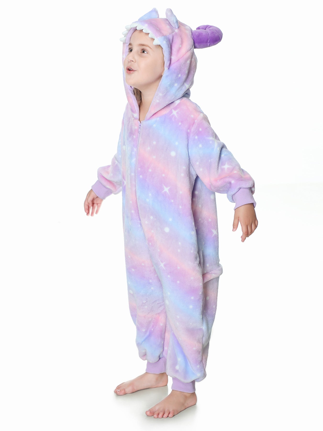 Autumn new children's cartoon styling clothes flannel single-layer cute rainbow monster styling onesie
