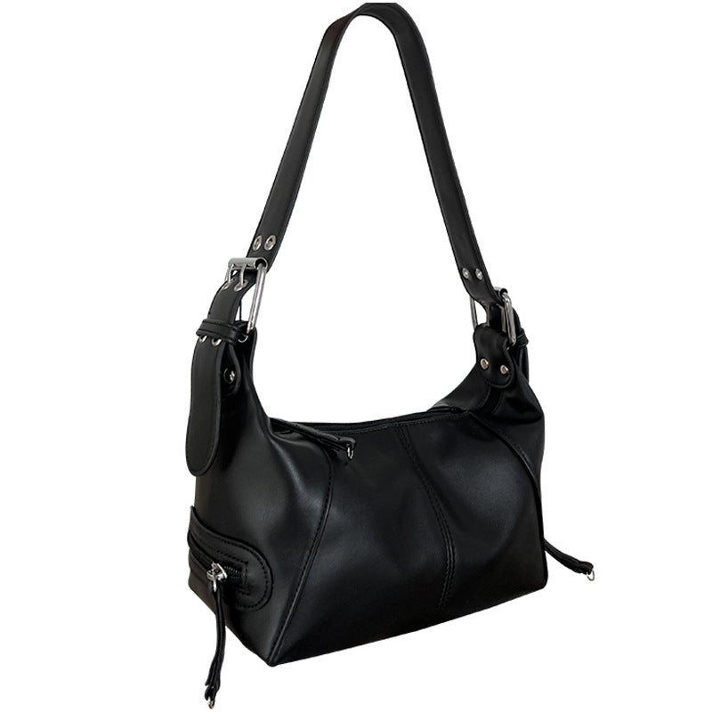 Retro Leather Zipper Shoulder Bag – Chic & Niche