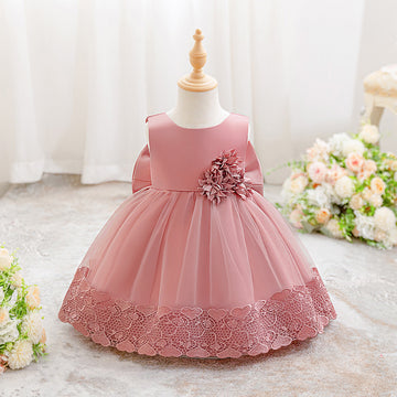 Cross-border New Year's dress skirt mesh tutu skirt little girl flower girl three-dimensional flower dress festival dress