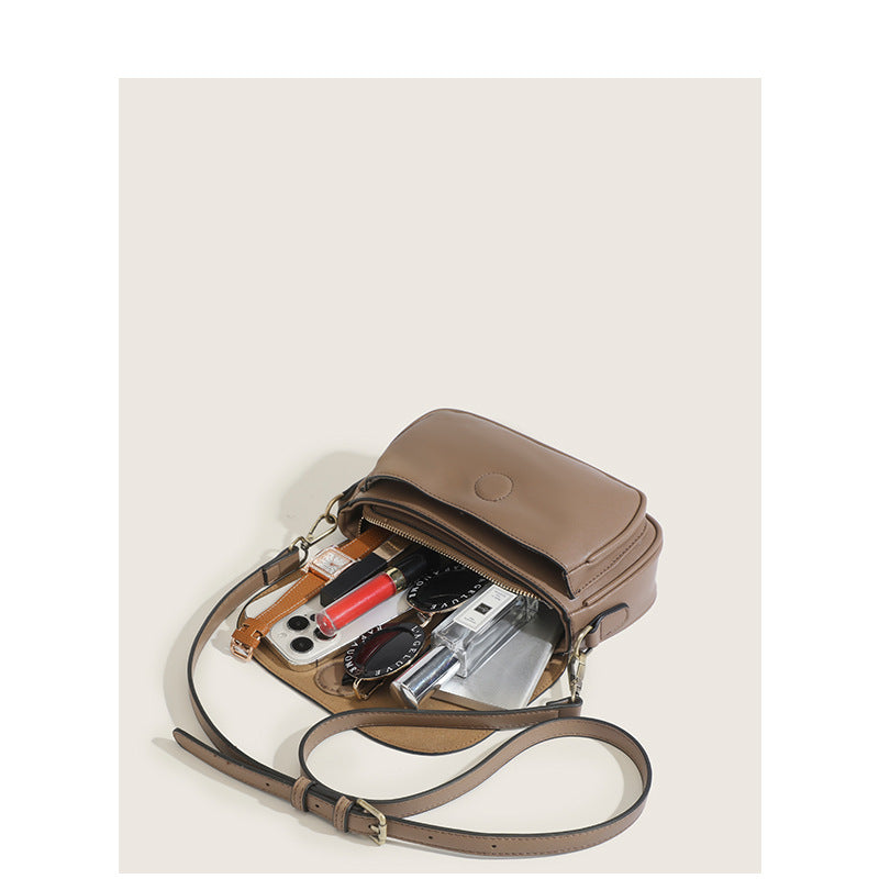 Soft Leather Cross-Body Bag – Niche Design with Wide Shoulder Strap