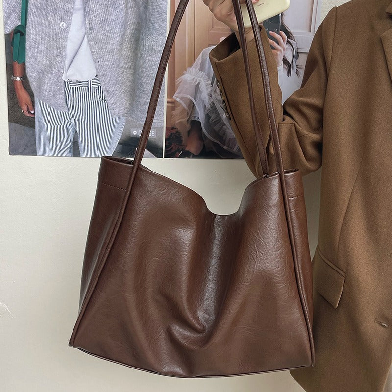 Large-Capacity Soft Leather Tote Bag