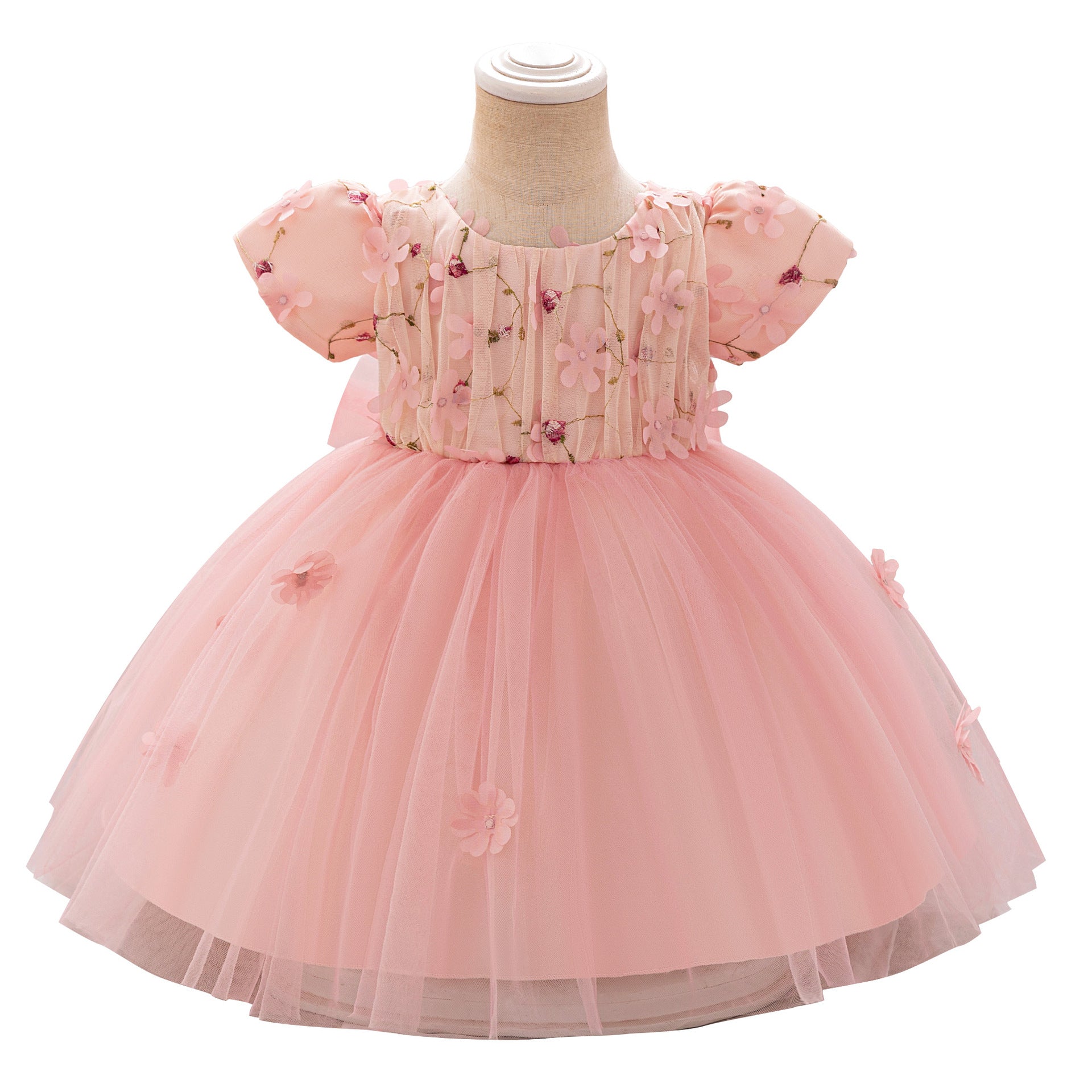 Amazon Girl Dress 2024 New Flower Embroidery Mesh Fluffy Baby Skirt Children's Princess Dress