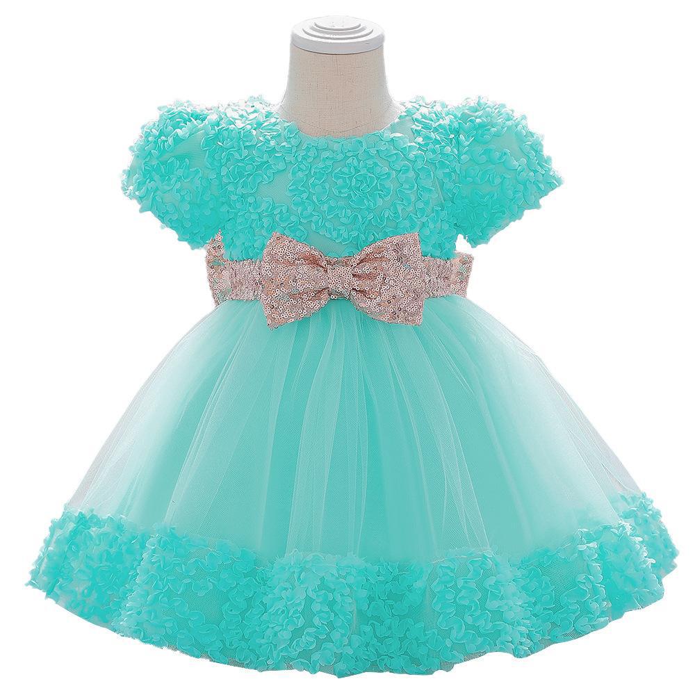 Amazon Foreign Trade Baby Birthday Dress Birthday Party Girls Dress Dress Mesh Bow Princess Photography Dress