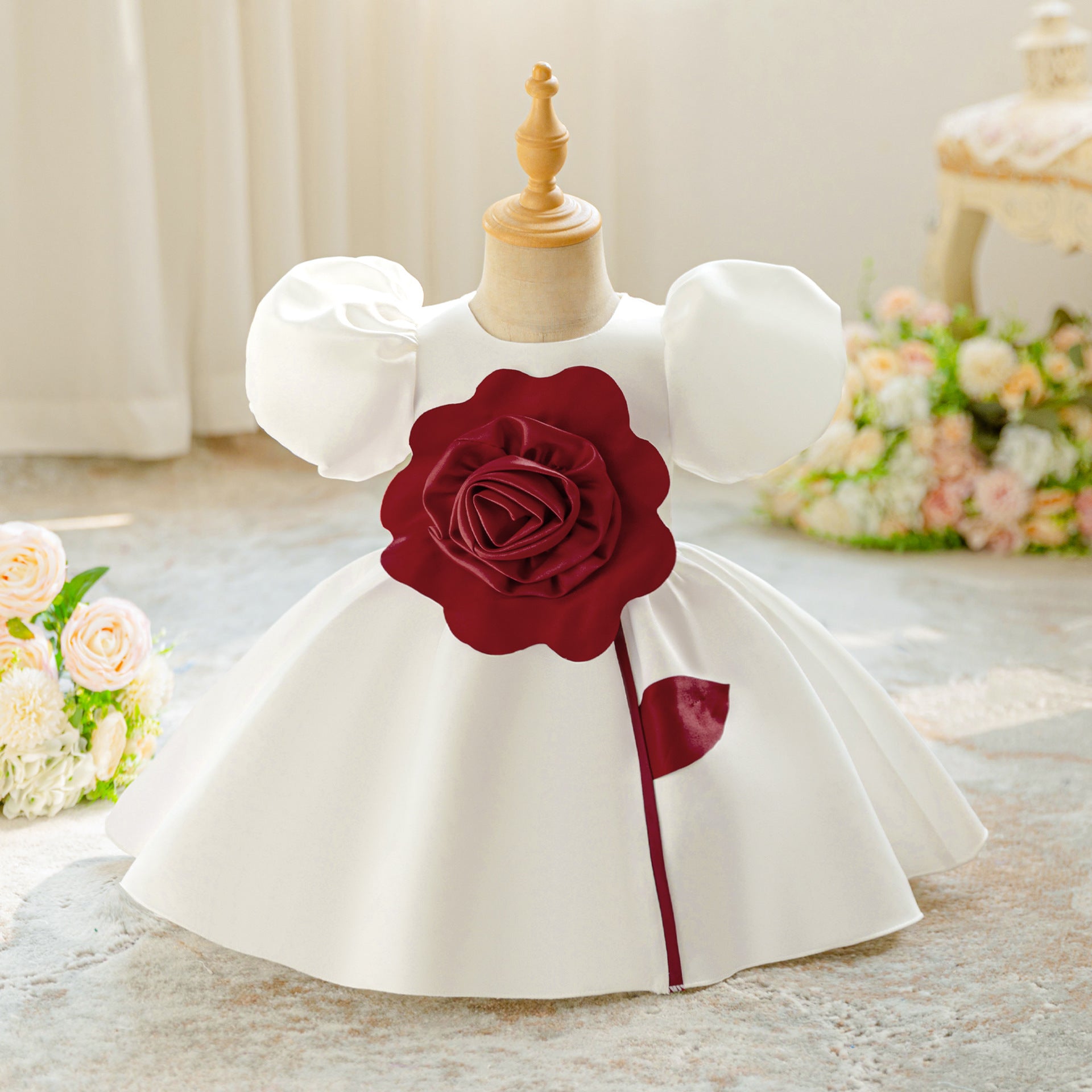 Ins children princess dress girls year old banquet dress baby baby flower girl wedding dress big flower dress