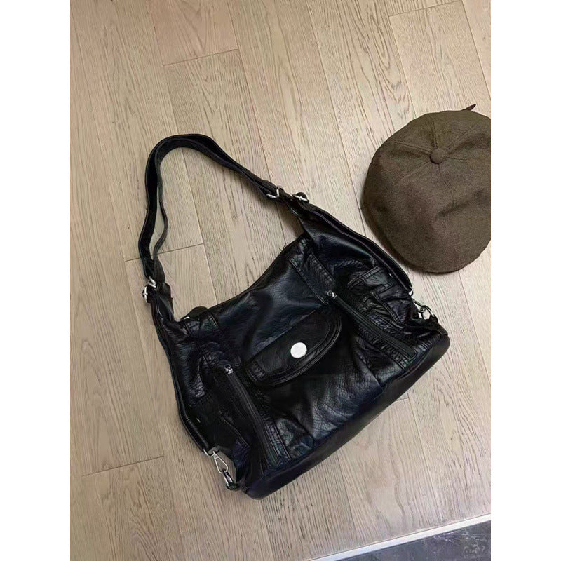 Spice girl multi-functional three-purpose bag pu soft leather shoulder tote bag millennial style large-capacity medieval retro backpack