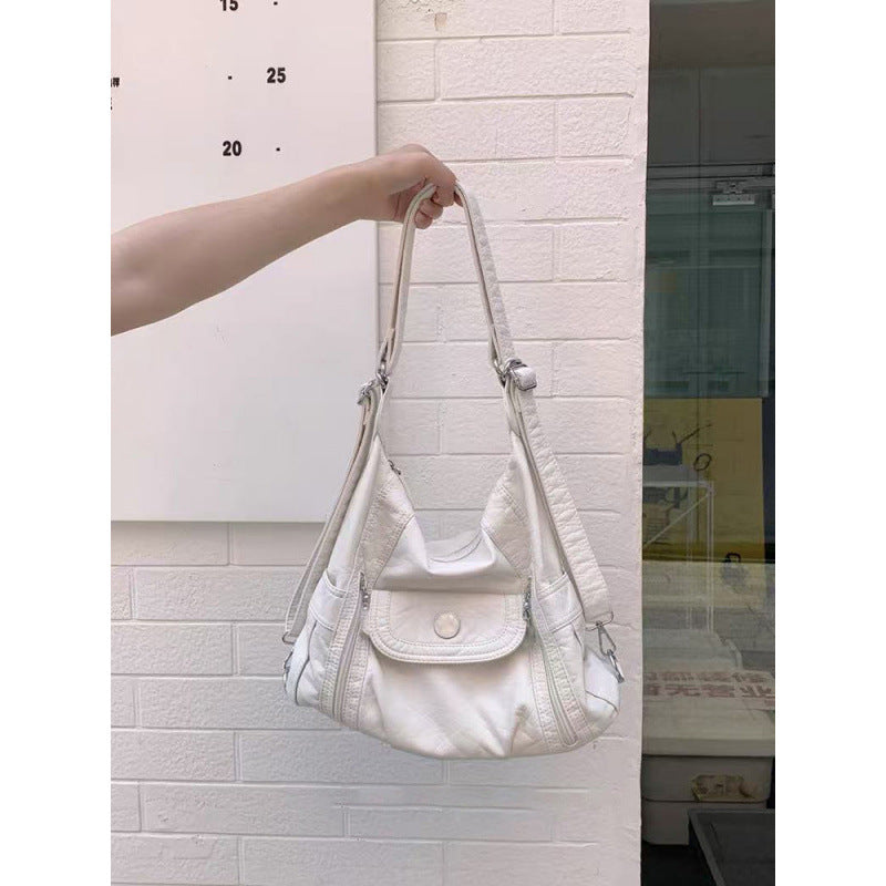 Spice girl multi-functional three-purpose bag pu soft leather shoulder tote bag millennial style large-capacity medieval retro backpack