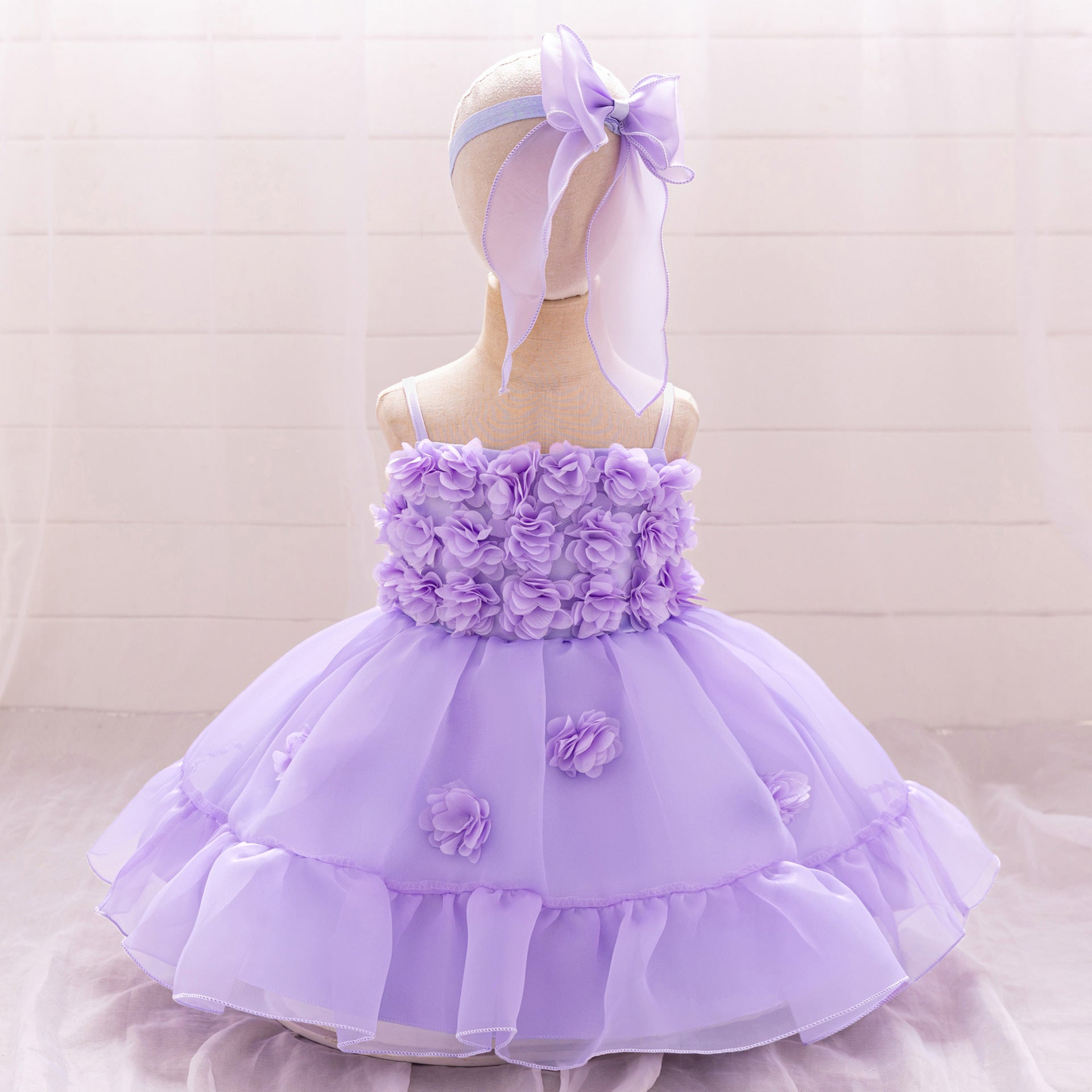 Cross-border high-end summer girls' dress one-year-old children's princess dress fluffy mesh flower girl wedding dress festival spot