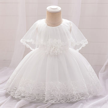 European and American new baby dress princess dress baby year old three-dimensional flower mesh dress girls 100 days dress