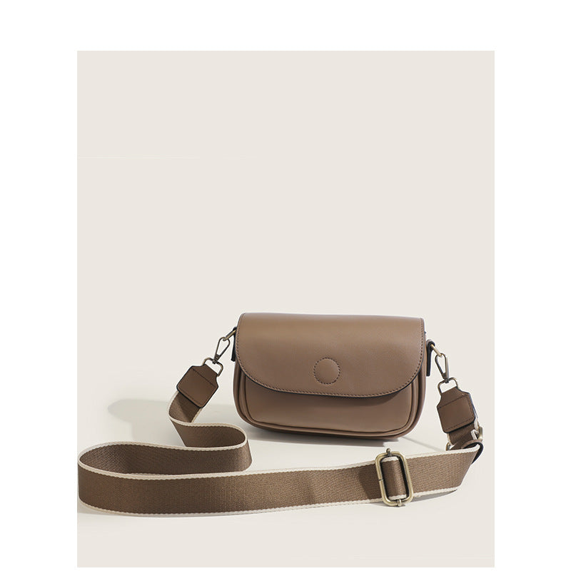 Soft Leather Cross-Body Bag – Niche Design with Wide Shoulder Strap