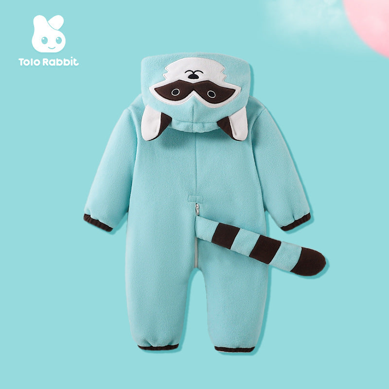 Qile Rabbit Autumn New 0-3 Year Old Baby Animal Shaped One-piece Romper Red Panda Shaped One-piece Romper