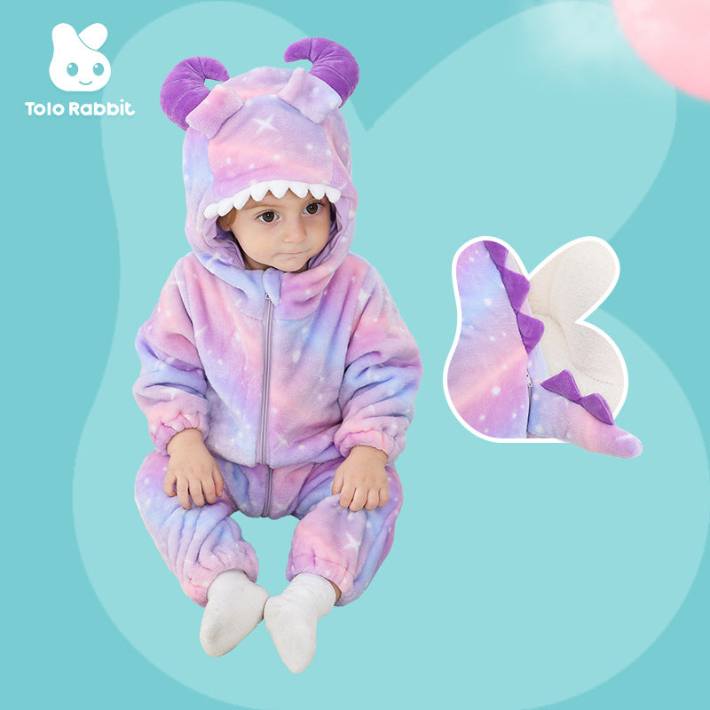 Qile Rabbit autumn new infant baby monster shape Romper starry sky printing monster shape one-piece Romper