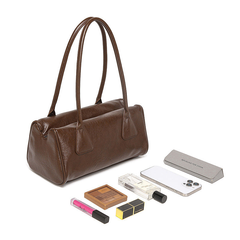 2025 new trendy Korean niche design retro foreign style baguette bag versatile large capacity portable shoulder armpit bag