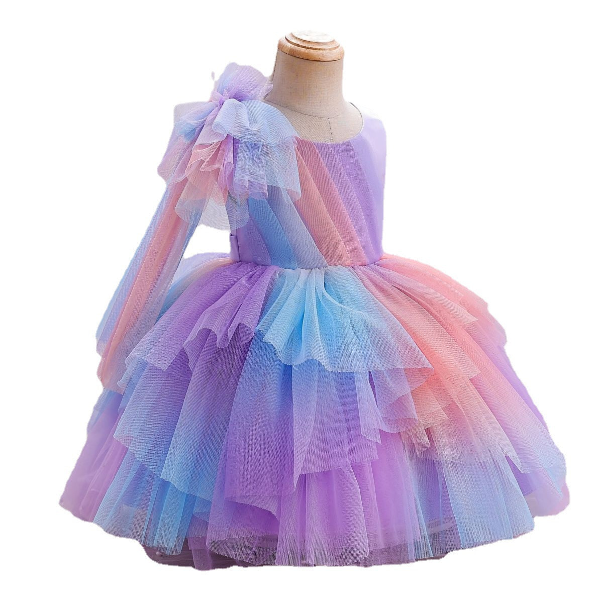 princess dress high-end little girl colorful gradual change birthday evening dress
