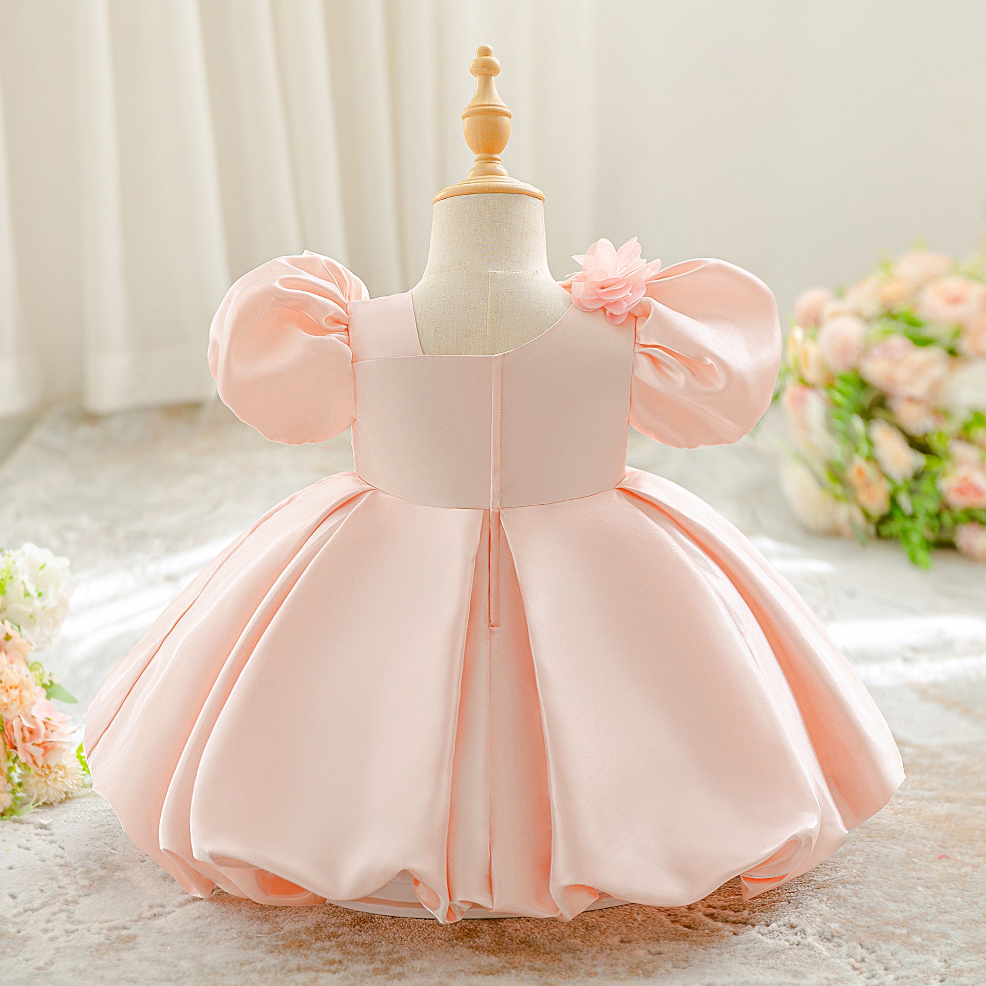 Children's princess dress 2025 new one-year-old dress baby girl bubble sleeve bud dress princess dress one piece hair
