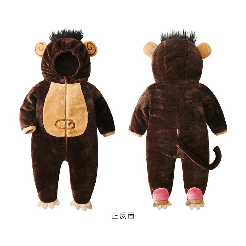Qile Rabbit Spring and Autumn Infant and Toddler Animal Shaped One-piece Romper Monkey Shaped One-piece Romper Performance Suit