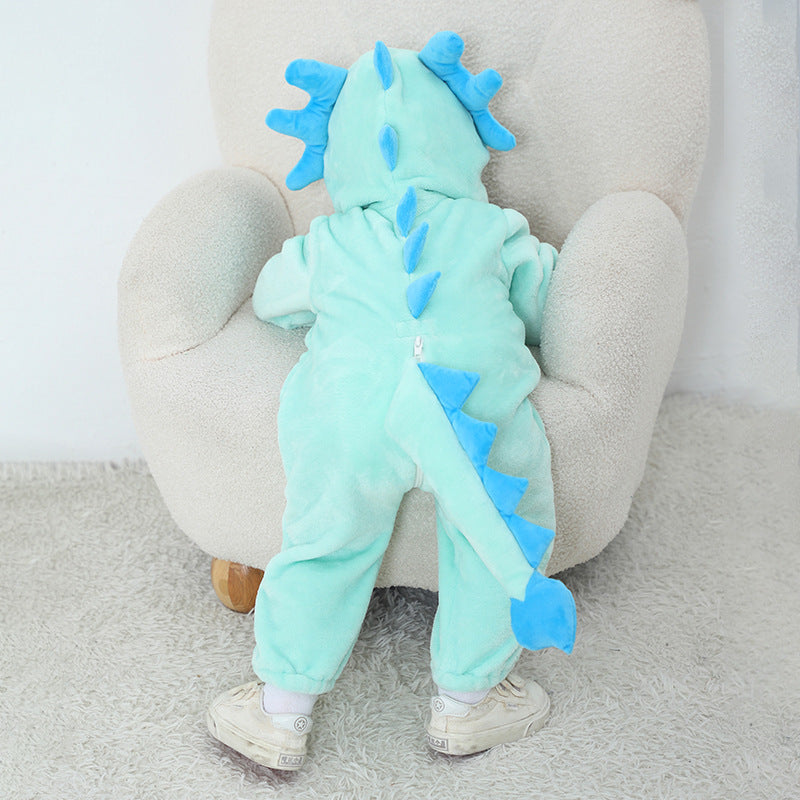 0-3 year old baby autumn new comfortable flannel single-layer styling Romper cute dinosaur styling onesie