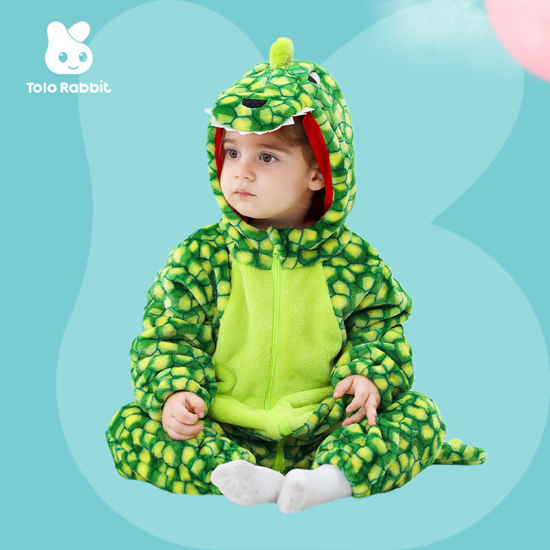 Autumn new baby flannel shape Romper monster shape with three-dimensional tail one-piece Romper