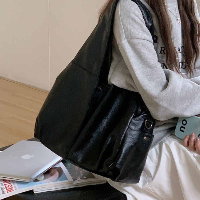 Cross-border large-capacity bag 2025 summer new shoulder bag soft-sided casual retro tote bag messenger bag women