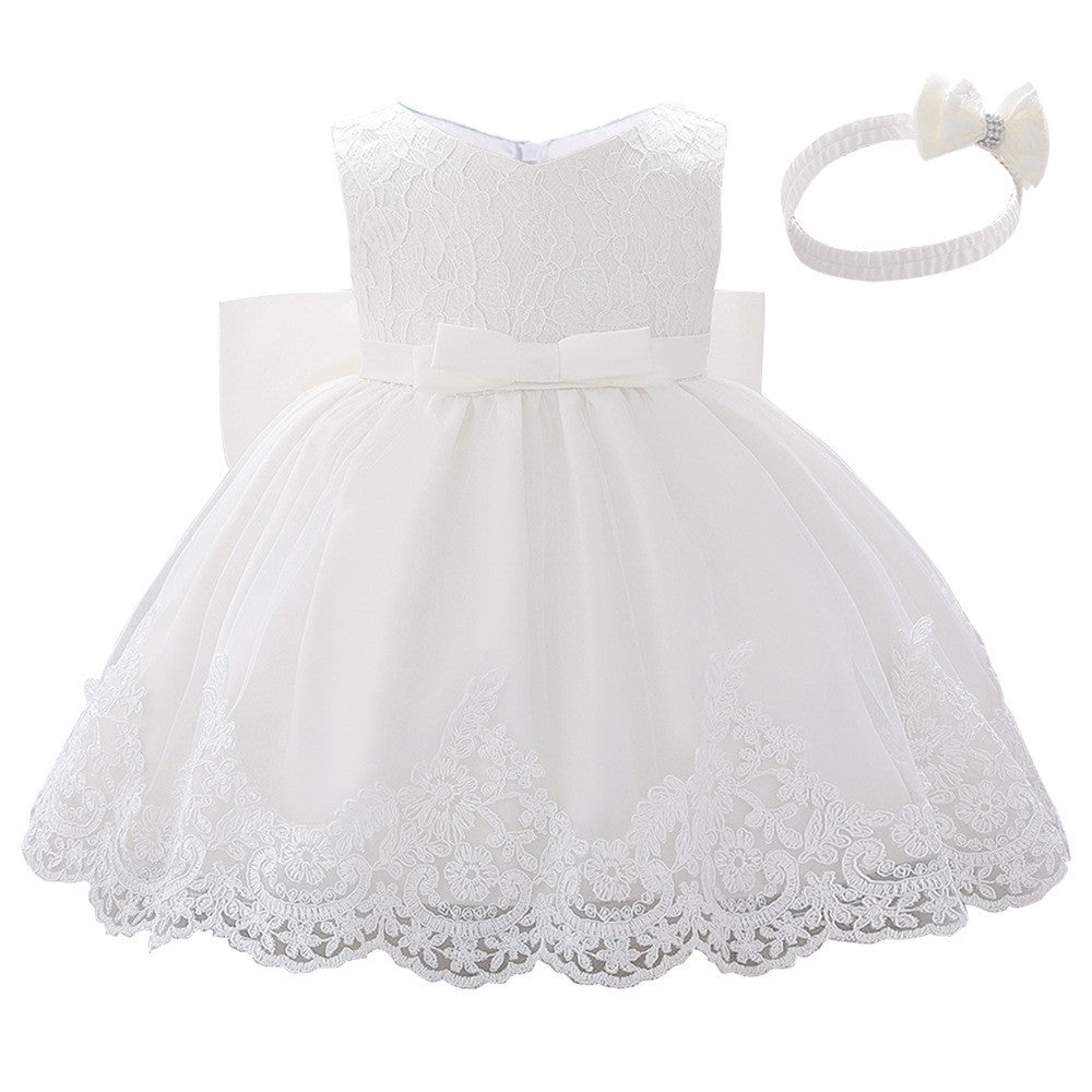 Amazon baby full moon dress children's dress princess lace bow baby dress lace
