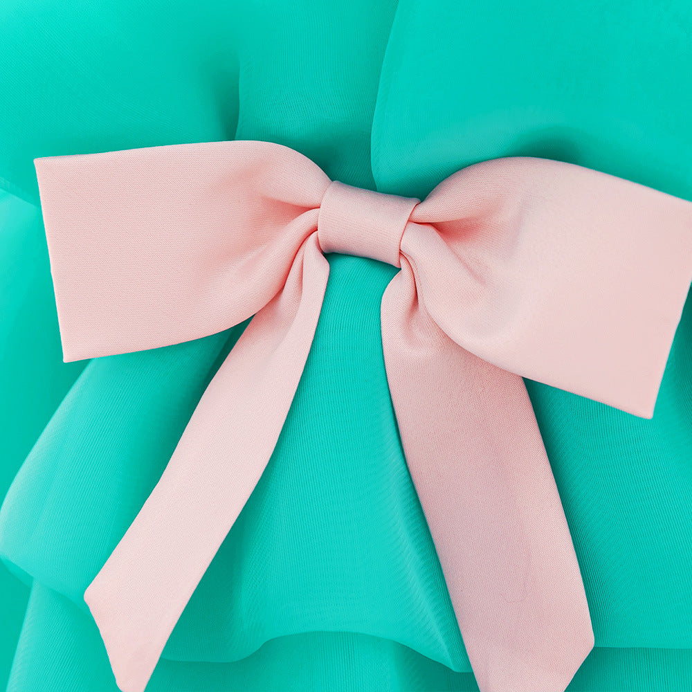 Cross-border new children's princess dress girls' year-old dress tube top dress mesh pleated rose dress