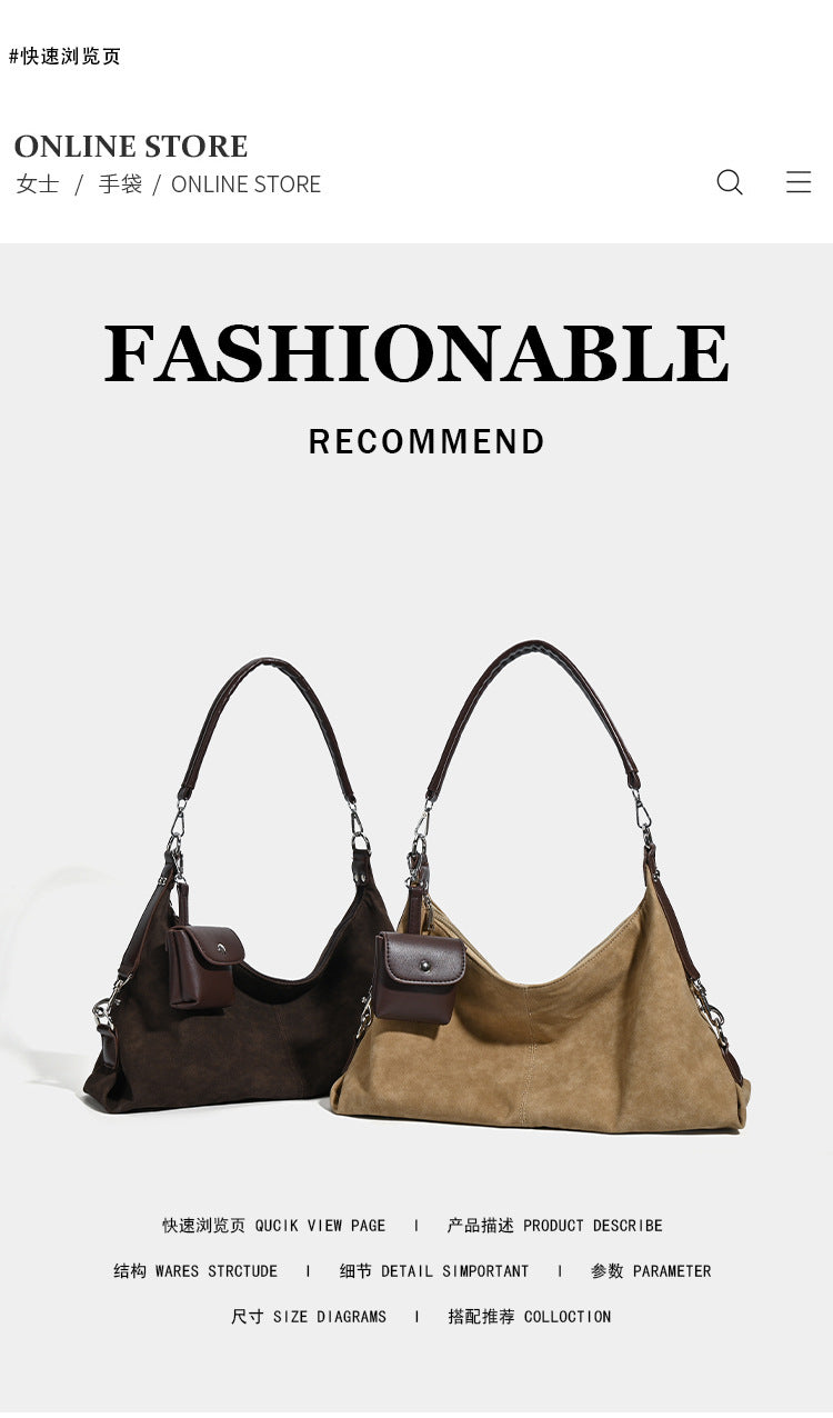 Maillard retro suede underarm bag women's autumn and winter new versatile large-capacity commuter shoulder messenger bag