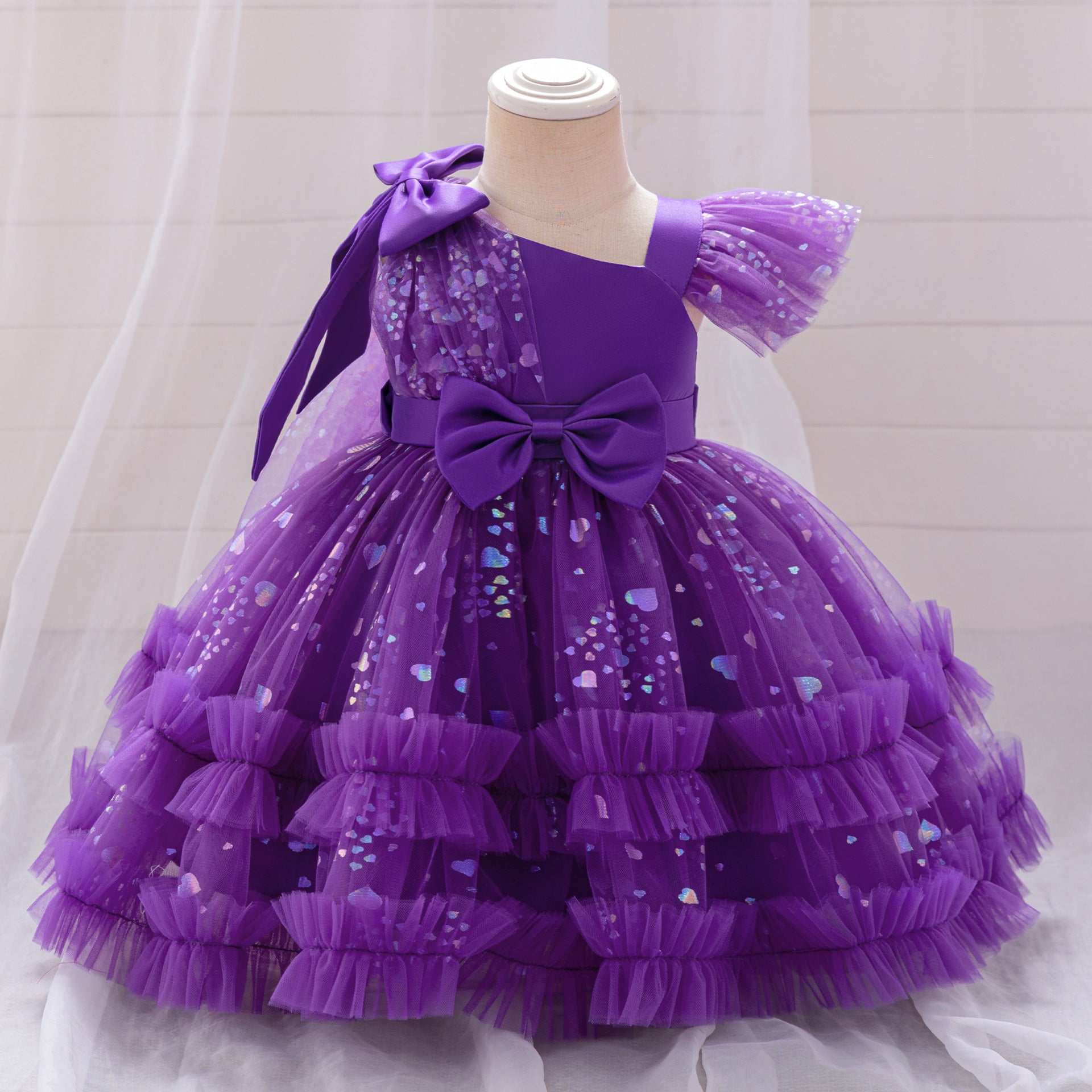 New baby girl children's dress sequined fluffy yarn princess dress, girl dress 1-5 years old kids dress