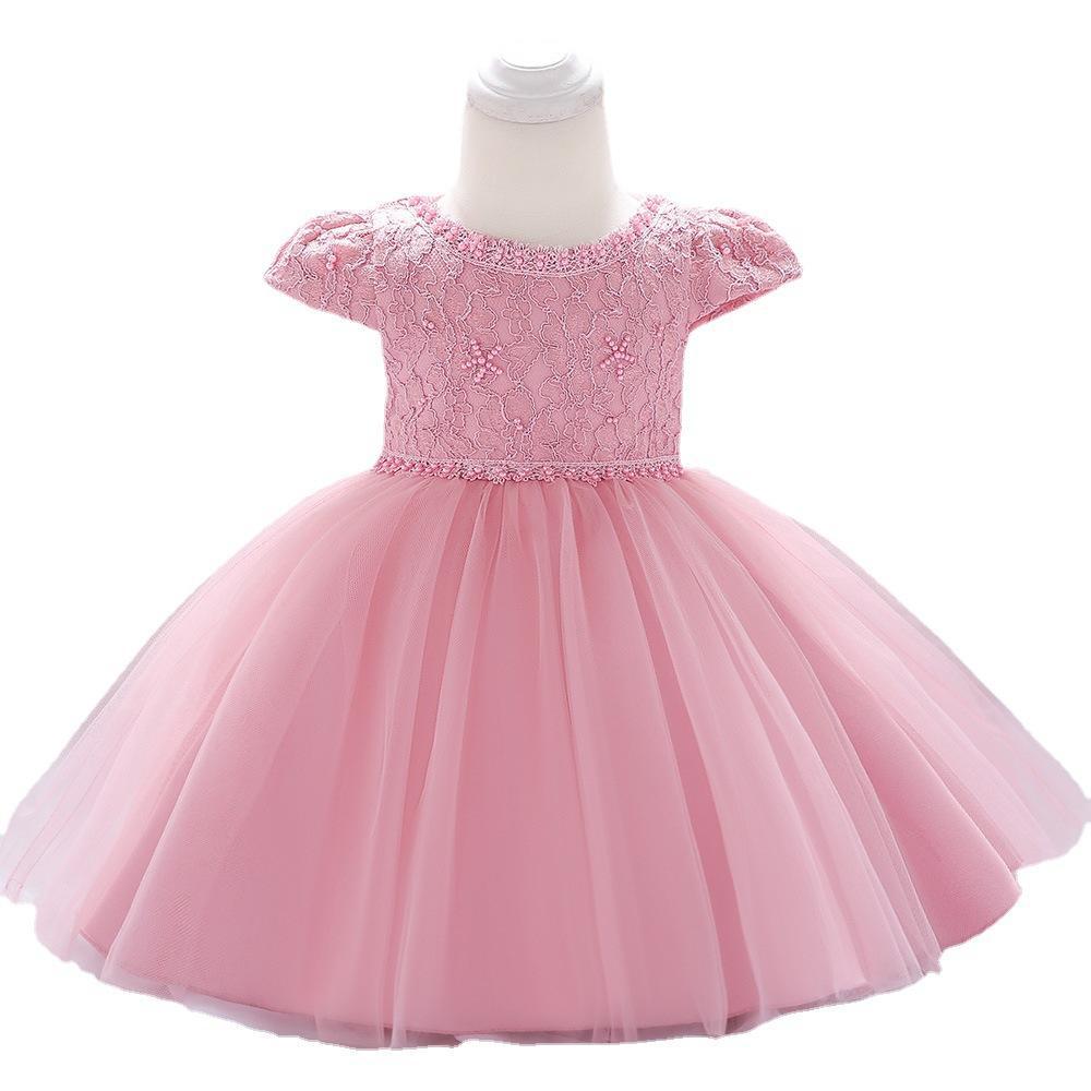 Foreign Trade Infant Dress Girls Lace Mesh Princess Fluffy Dress Baby Birthday European and American Style