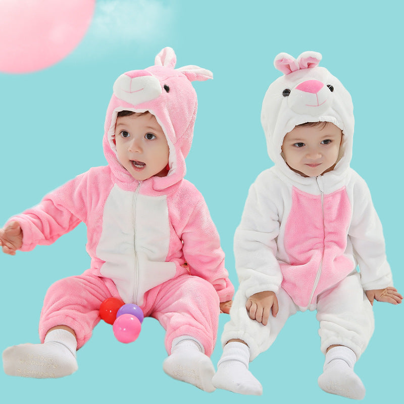 Qile Rabbit factory direct sales spring and autumn new flannel three-dimensional modeling cartoon climbing clothes single-layer one-piece Romper