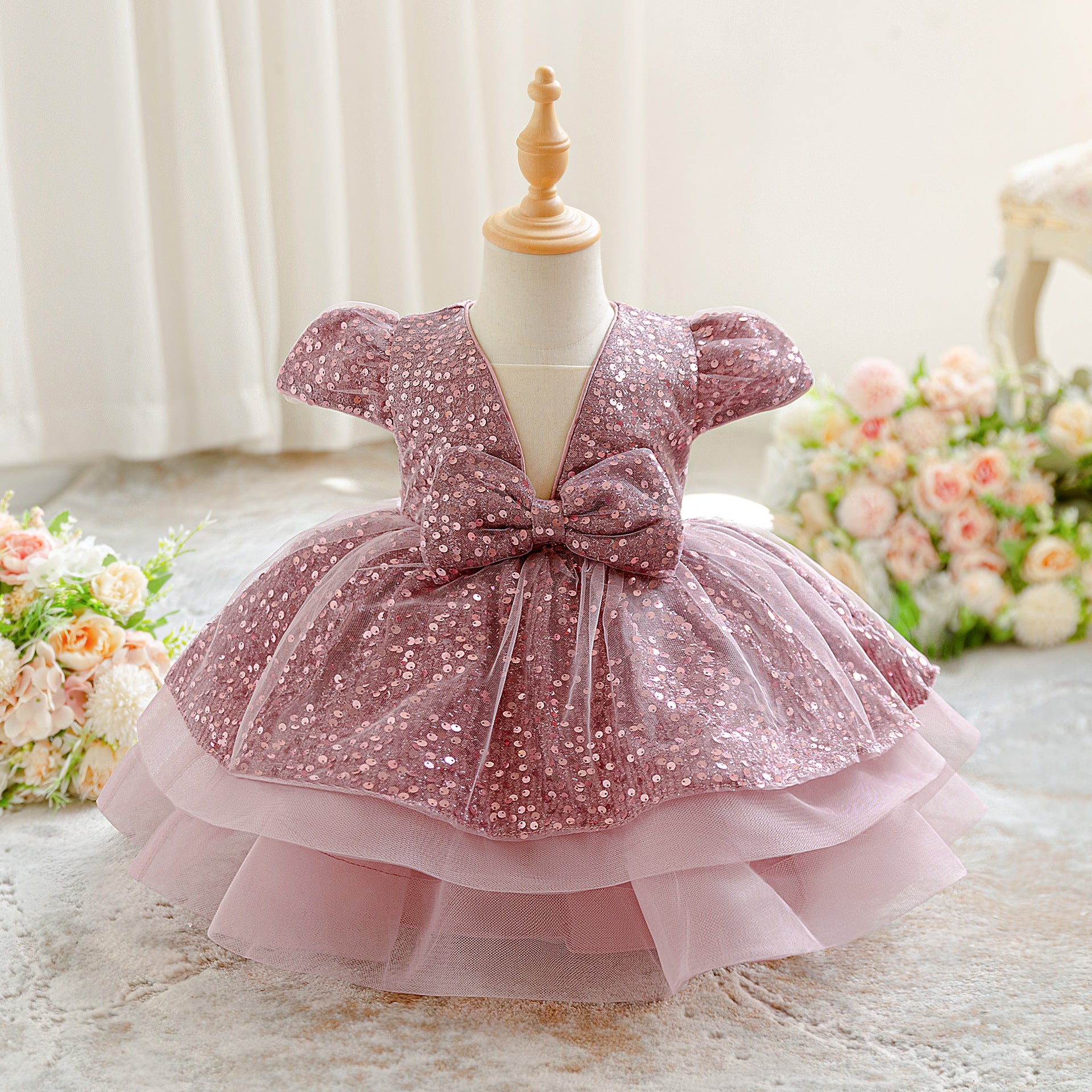 Amazon fairy girl princess dress 2025 autumn new heavy industry sequined catwalk dress South East Asia sources