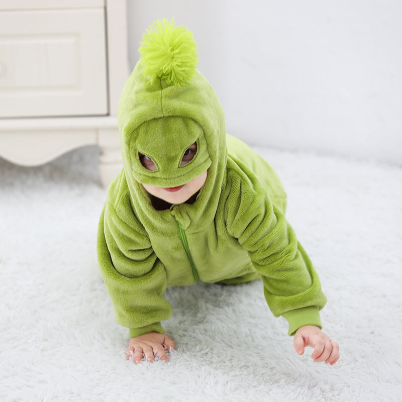 Autumn new baby flannel single-layer long-sleeved cartoon funny shape one-piece Romper climbing suit