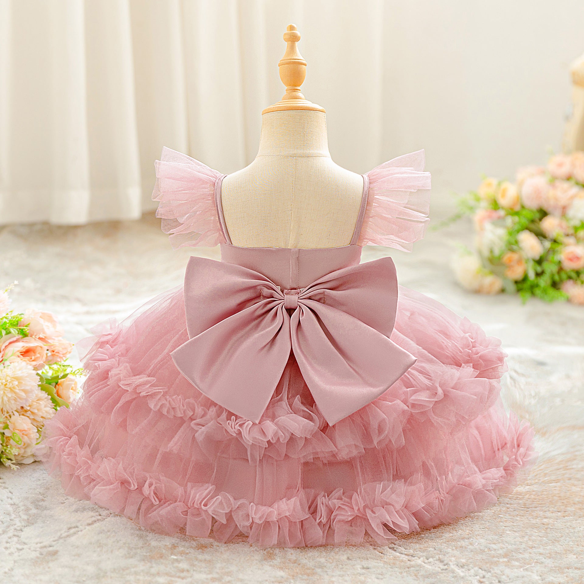 New cross-border children's performance dress, lace princess dress, festive tutu skirt, gauze skirt, one-year-old dress dress, performance dress