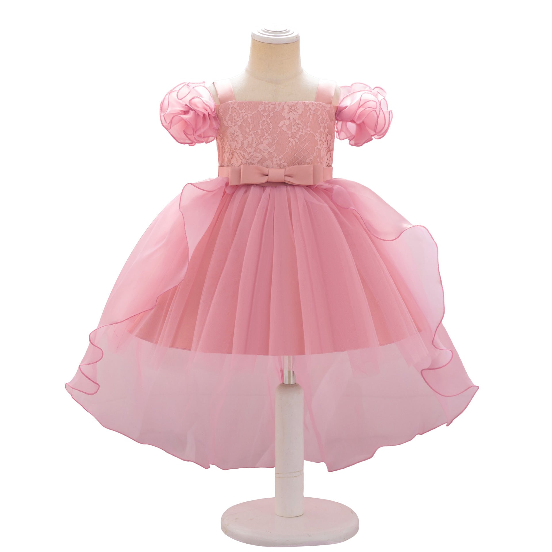 European and American new children's first-year dress skirt, bubble sleeve tutu skirt, children's trailing princess skirt, festival performance clothes