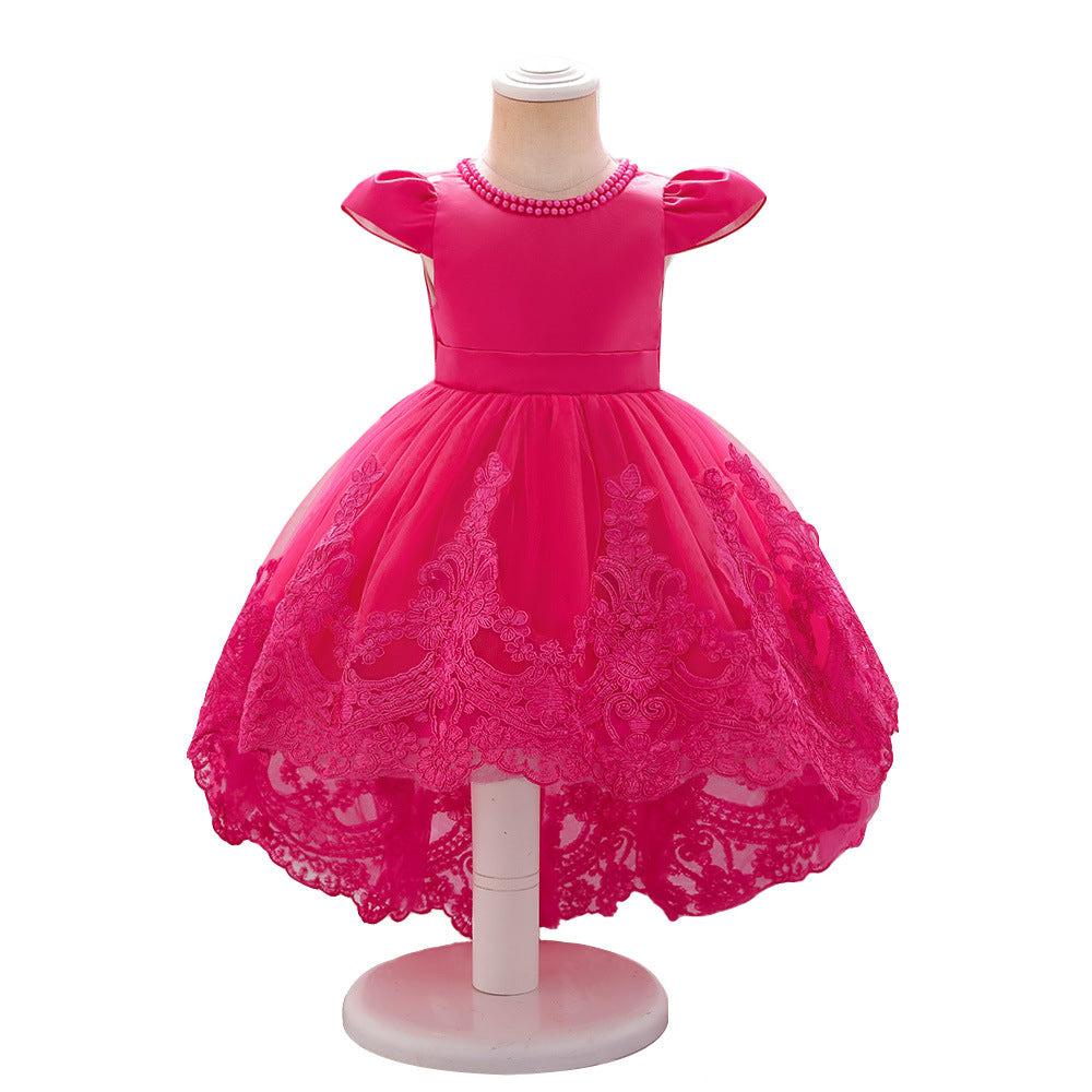 Princess new girls dress trailing puffy gauze skirt children's stage catwalk performance dress birthday banquet gift