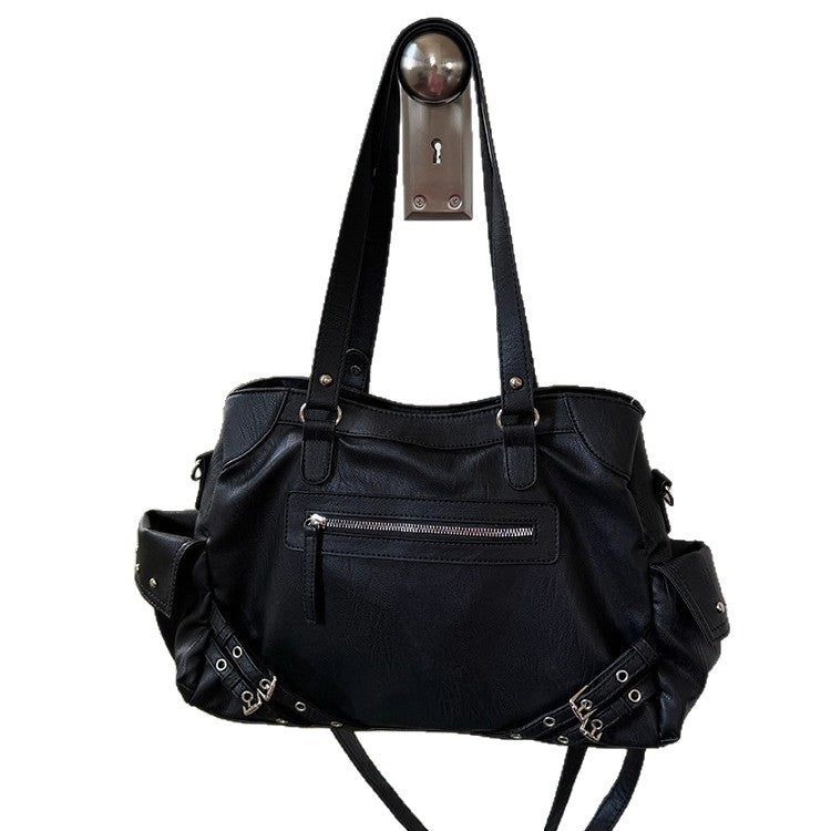 Retro locomotive bag Spice girl bag new Korean ins large capacity casual black versatile shoulder messenger tote bag