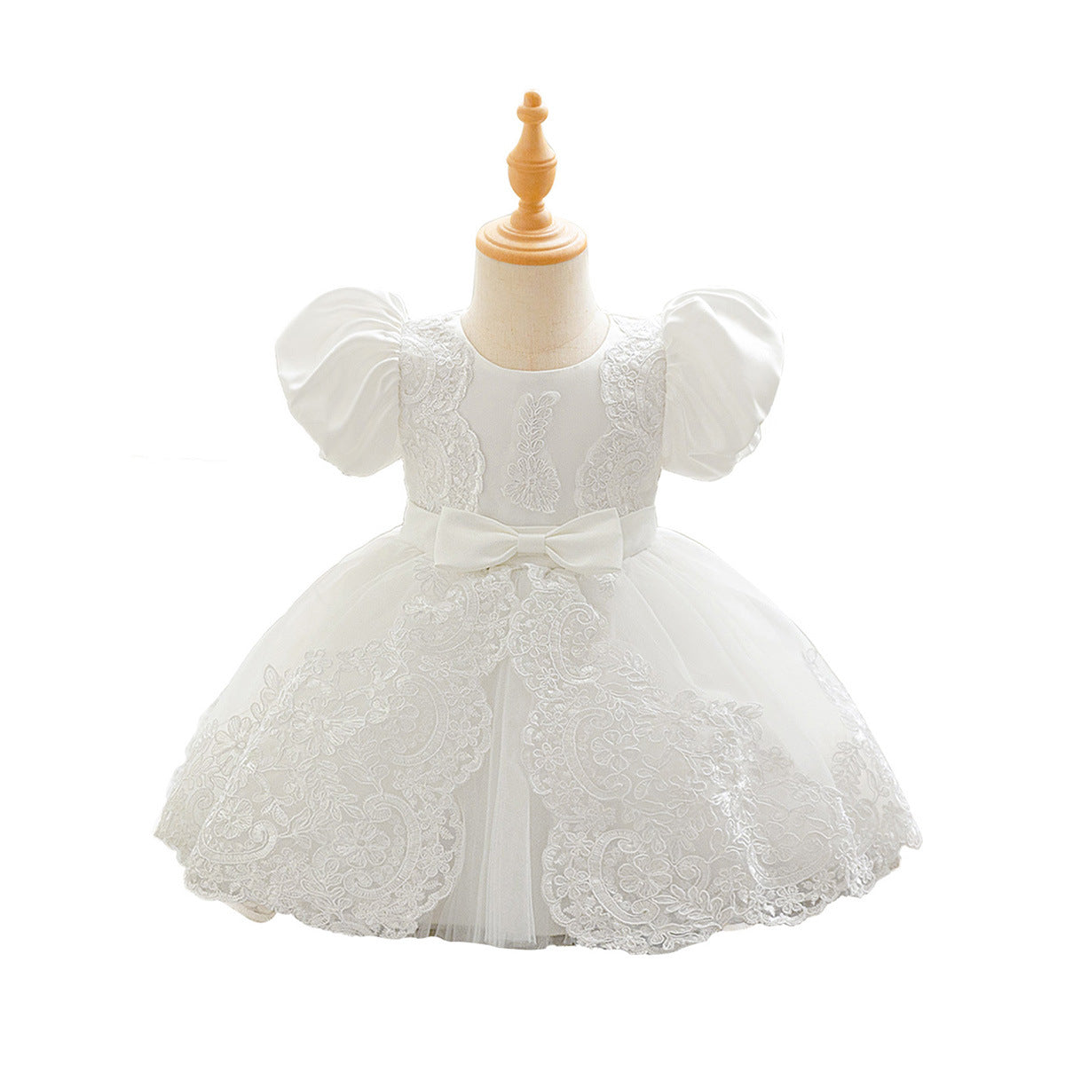 2025 AliExpress Baby 1-3Y Dress Big Bow Lace Wedding Dress Princess Dress Baby Year Old Wash Dress