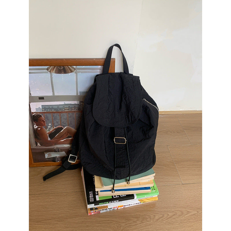 Korean casual literary backpack girls new lightweight travel backpack drawstring bundle nylon college student schoolbag
