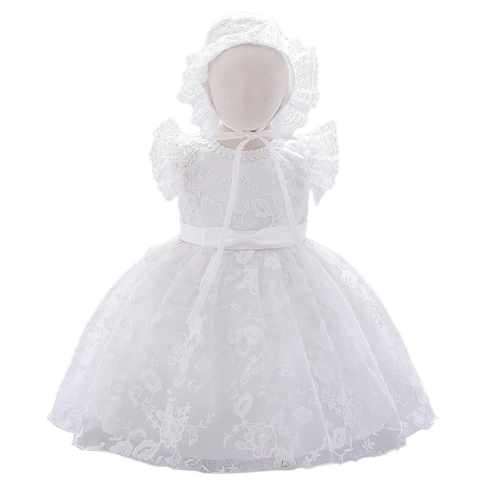 2023 baby birthday dress, European and American cross-border girls cute lace princess dress, flower girl short-sleeved wedding dress