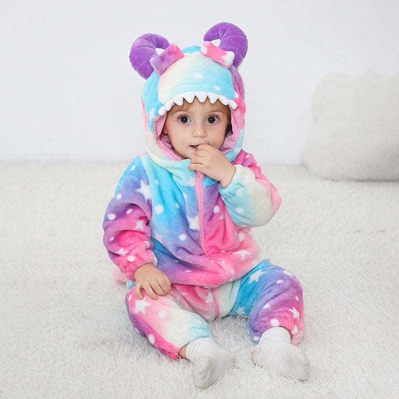 Qile Rabbit autumn new infant baby monster shape Romper starry sky printing monster shape one-piece Romper