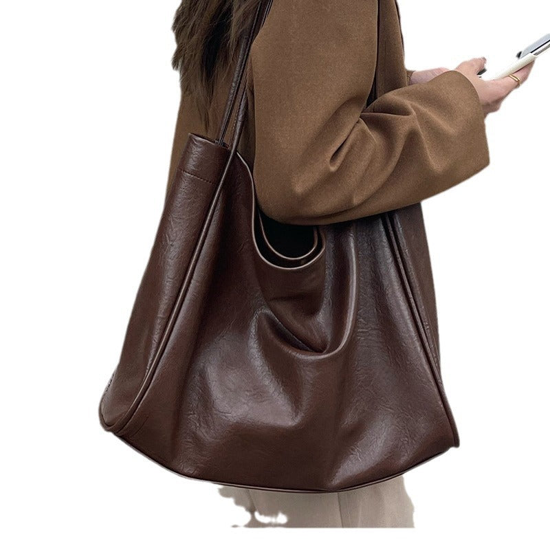 Large-Capacity Soft Leather Tote Bag