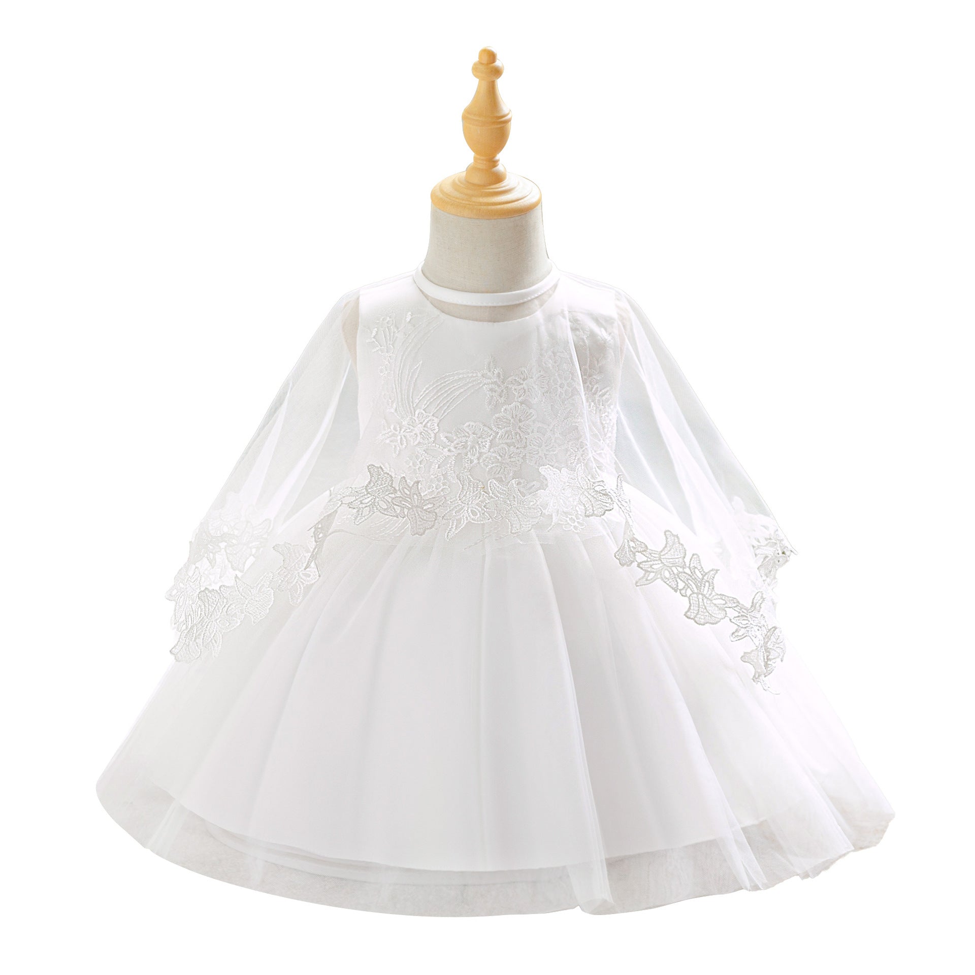 2025 foreign trade new girls wash dress mesh embroidered dress first birthday princess dress with shawl kids