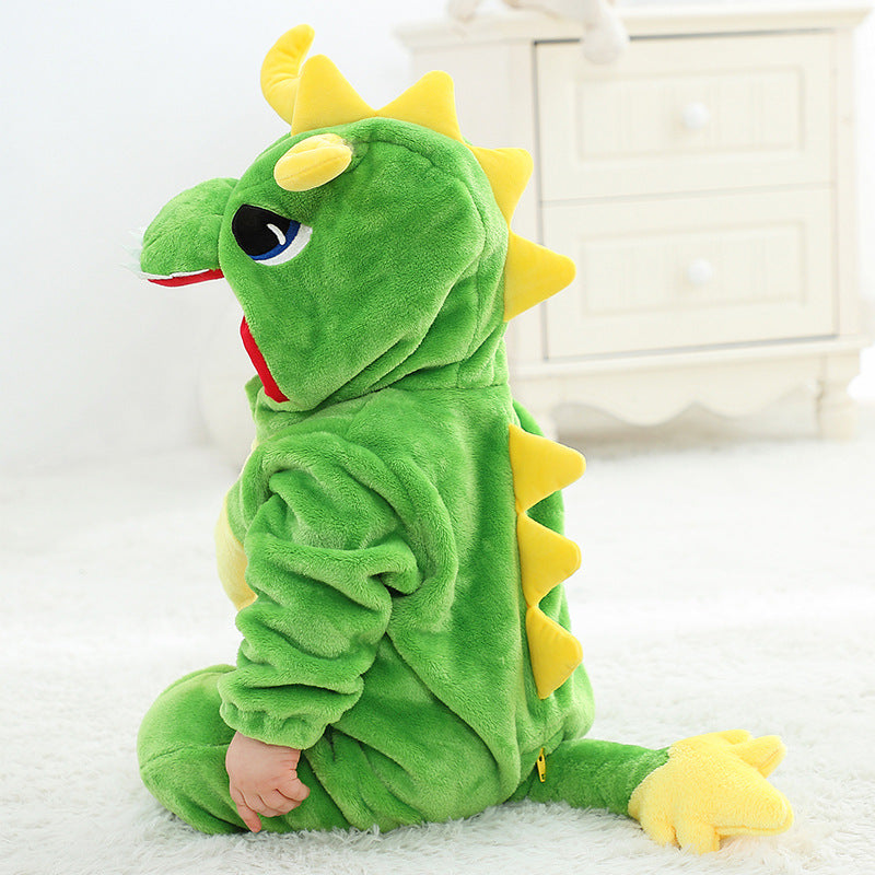 Qile Rabbit autumn and winter infant cartoon dragon king onesie cute super cute animal shape baby climbing clothes
