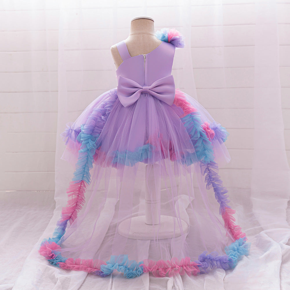Cross-border new one-year-old baby girl dress trailing skirt catwalk evening dress children's princess skirt performance tutu skirt