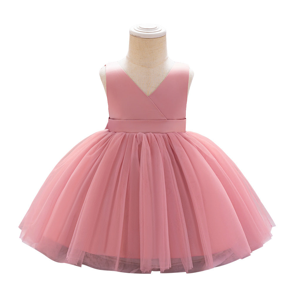 European and American infant dresses, princess dresses, baby first birthday banquet dresses, big bow skirts on the back