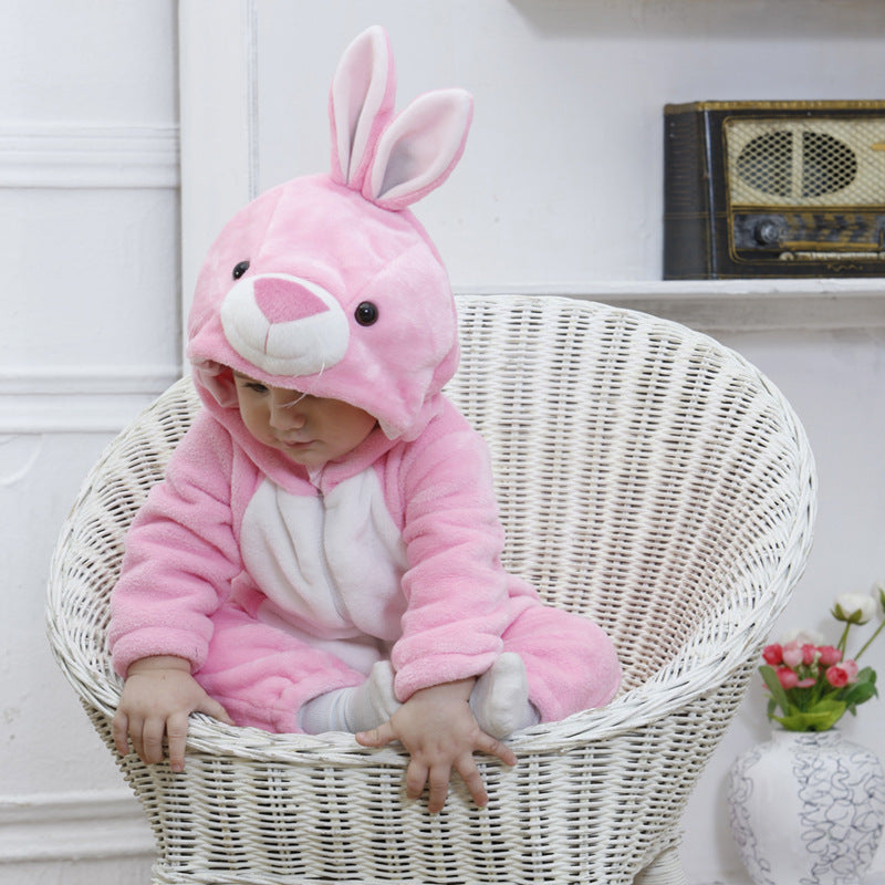 Qile Rabbit factory direct sales spring and autumn new flannel three-dimensional modeling cartoon climbing clothes single-layer one-piece Romper