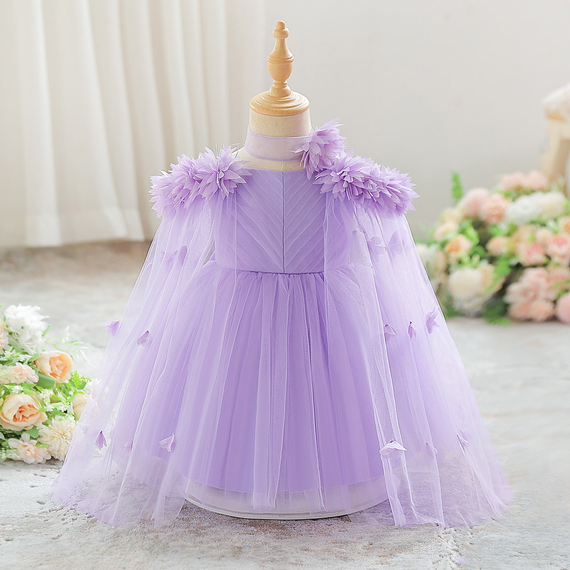Cross-border children's dress flower girl wedding dress piano performance dress little girl host dress factory direct sales